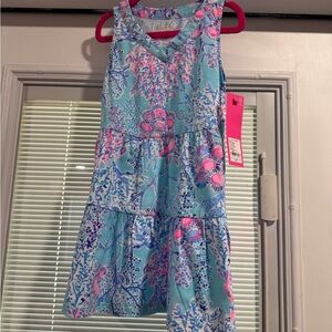 Lilly Pulitzer Mini Lorina Dress Girl Size S 4-5 Blue Ibiza Now You Sea Me